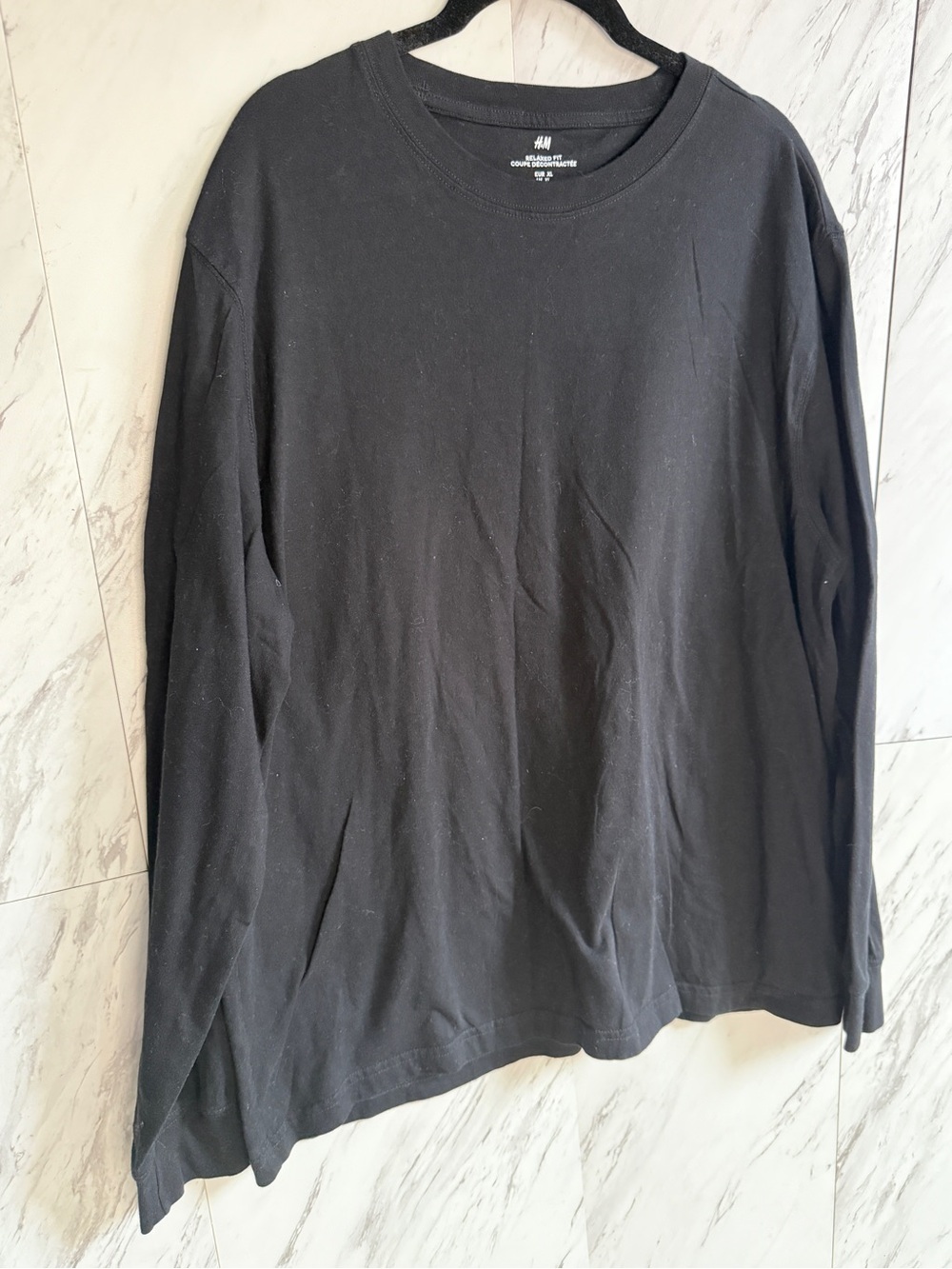 BUNDLE (2) H&M Forever 21 Essential Black Long Sleeve Crewneck Shirts Size XL